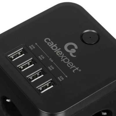 сетевой фильтр Cablexpert Cube CUBE-3-U4-B-1.5 черный