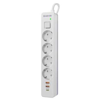 сетевой фильтр Defender DFS 143 White белый