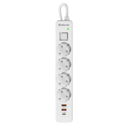 сетевой фильтр Defender DFS 145 White белый