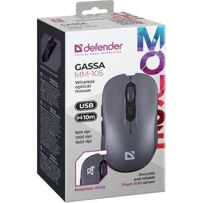 мышь Defender Gassa MM-105 Grey Серый