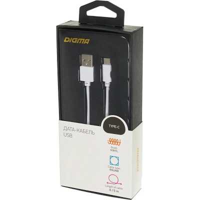 кабель Digma TYPE-C-0.15M-WH