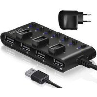 разветвитель USB Ginzzu GR-487UAB черный
