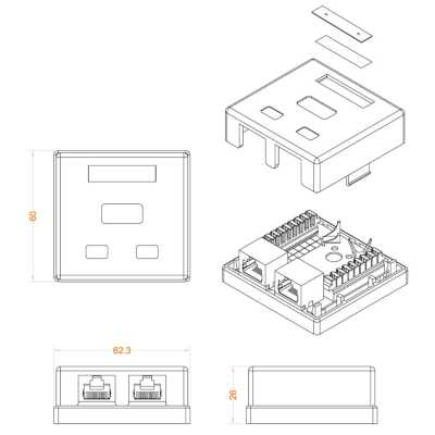 розетка компьютерная Hyperline SB1-2-8P8C-C6-SH-WH Белый