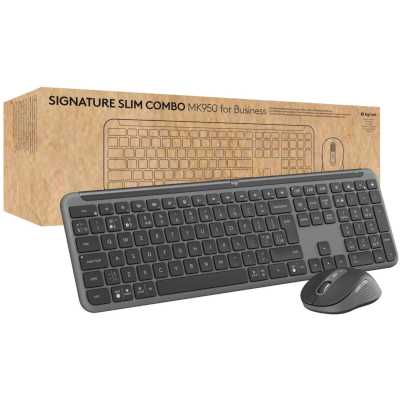 комплект клавиатура и мышь Logitech Signature Slim Combo MK950 For Business Серый