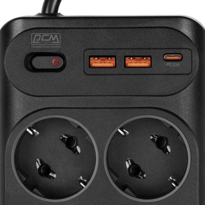 сетевой фильтр PowerCom SP-10 USB2A1CB 1.8M черный