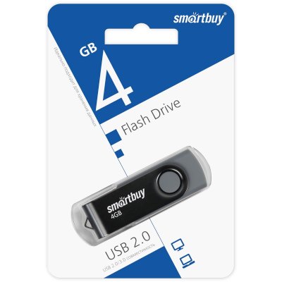 флешка SmartBuy 4GB SB004GB2TWK Черный