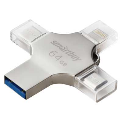 флешка SmartBuy 64GB SB064GBMC15 Серебристый, синий